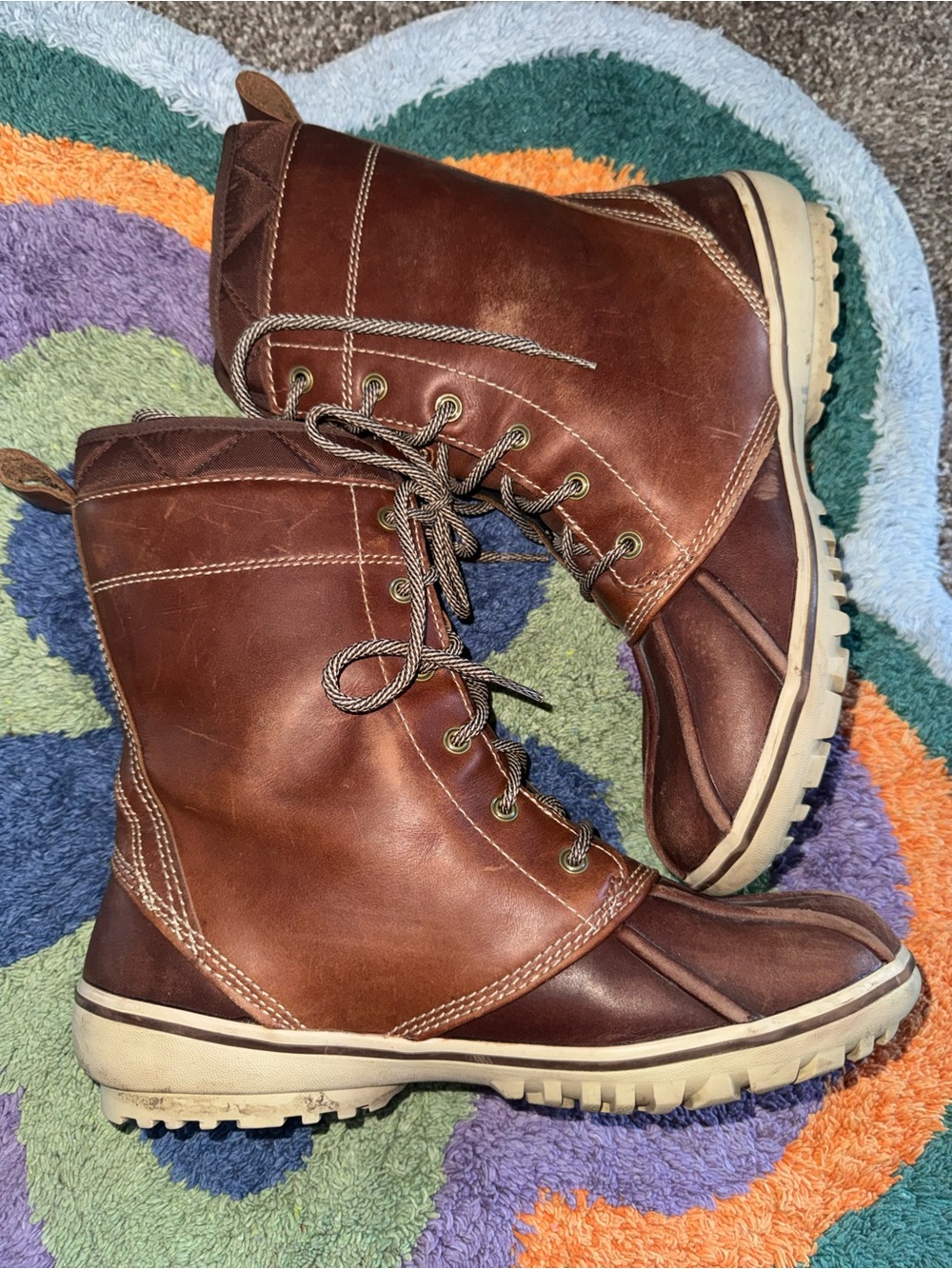 LL Bean Leather Rubber Duck Boots Women 8.5 Outdoor Hiking Rain Snow Boots
